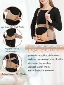 1pc Breathable Elastic Comfortable Back Support Maternity Belly Band With Detachable Shoulder Strap, Suitable For Pregnancy And Postpartum Recovery, Machine Washable, Ideal For Daily Wear & Gift