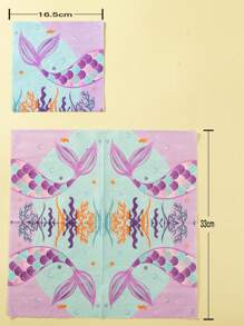 Juego de 100 piezas de vajilla desechable con diseño de sirena, adecuado para 20 invitados. Incluye servilletas cuadradas desechables, platos de papel y vasos de papel. - Multicolor - Ver 4