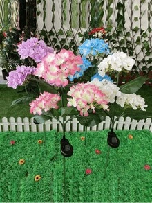 1 件 3 朵花太阳能花园桩灯，防水户外装饰草坪灯，带人造植物，非常适合主题餐厅、咖啡馆、婚礼派对、花园、公园和其他娱乐场所