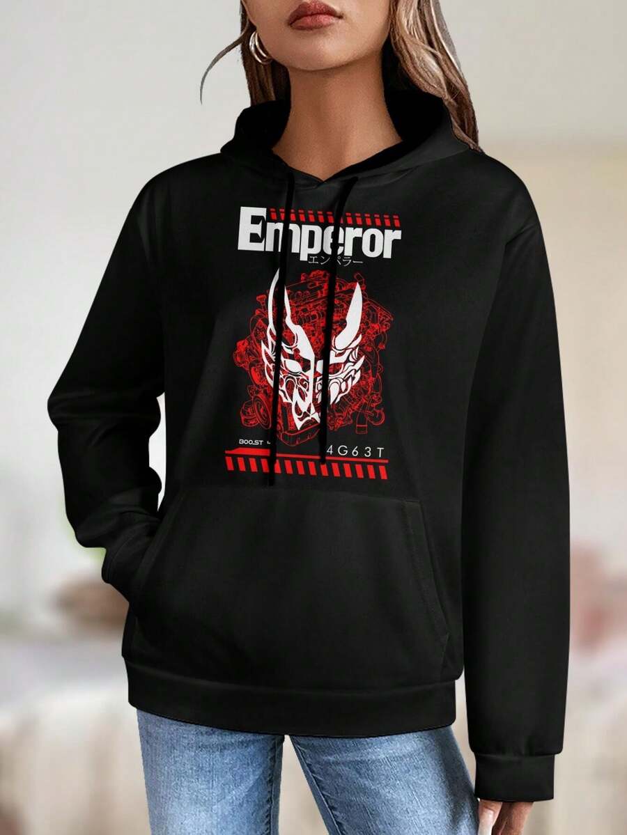 Women's Emperor 4G63T Japan Jacket T-Shirt Cool Japanese Car Graphic Tees Tops - 黑色 - 查看 1