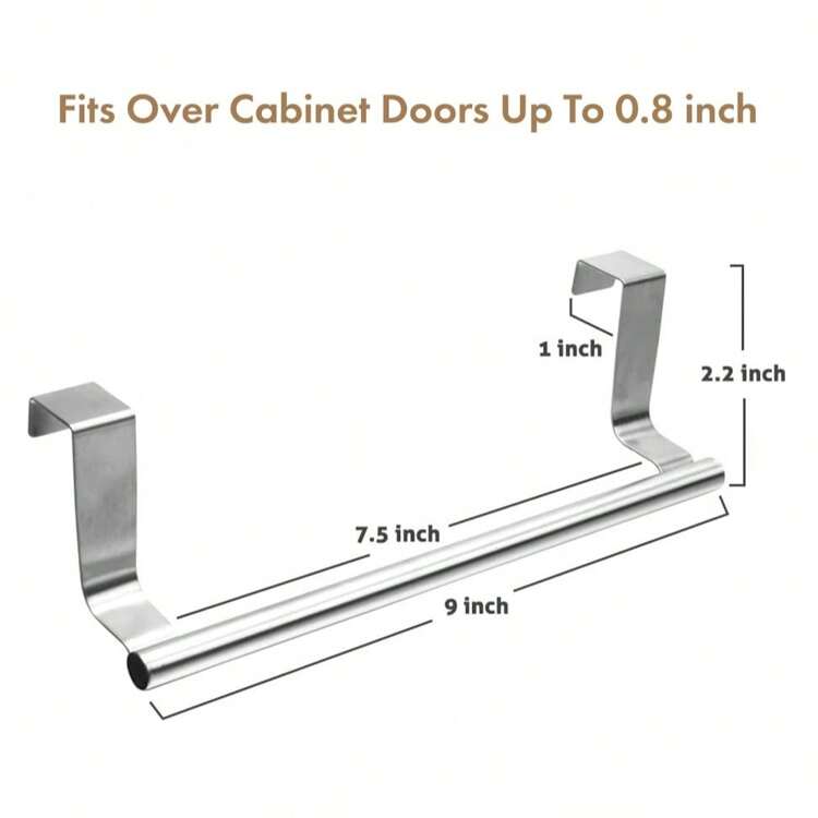 1 件带挂钩的拉丝不锈钢毛巾架，适用于家庭、浴室、厨房橱柜或门挂、办公室隔间，可放置手巾抹布 - 颜色随机 - 彩色 - 查看 3