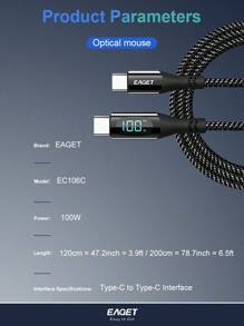 Cablu PD 100W de încărcare rapidă USB-C la Lightning cu afișaj digital, aliaj de zinc și fir împletit din nailon - Compatibil cu Iphone 15/Compatibil cu Samsung/Potrivit pentru/Compatibil cu Ipad, etc.