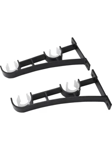 4x Aluminum Alloy Double Curtain Rod Brackets Black - Black - View 5