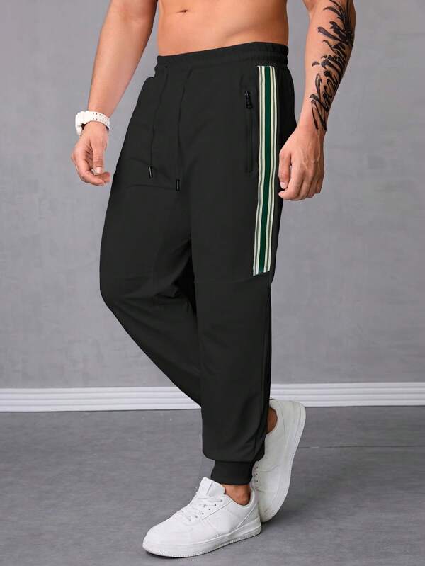 Pantalones Jogger Para Hombres Con Cintura Con Cordón,Pants Deportivos Con Bolsillos Con Cremallera Para Salir o Uso Casual
