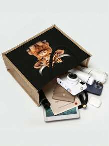 黑色亚麻手提包套装，饰以高地奶牛印花，适合婚礼、生日、海滩、度假等场合——是送给女性、母亲、教师、朋友、伴娘、学生以及返校季的完美礼物。