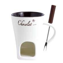 Fondue Mug Set Personal Mini Fondue Pots Chocolate Cheese Ice Cream Fondue Maker Kit Individual Butter Melter Cup Small Warmer - Black - View 6