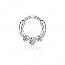 BESTEEL 1PC 16G Septum Clicker Inel din oțel inoxidabil 316L Septum Inel CZ Opal Cartilage Helix Tragus Hoop Cercei Daith Segment cu balamale Clicker Inel Zirconiu Inele pentru nas Cerc 10MM Bijuterii piercing nas