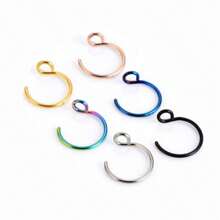 SENLANSP Set de 6 clips/anillos nasales simples de acero inoxidable sin perforación, regalo perfecto de joyería nasal para fiestas y festivales