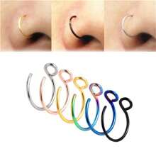 SENLANSP Set de 6 clips/anillos nasales simples de acero inoxidable sin perforación, regalo perfecto de joyería nasal para fiestas y festivales