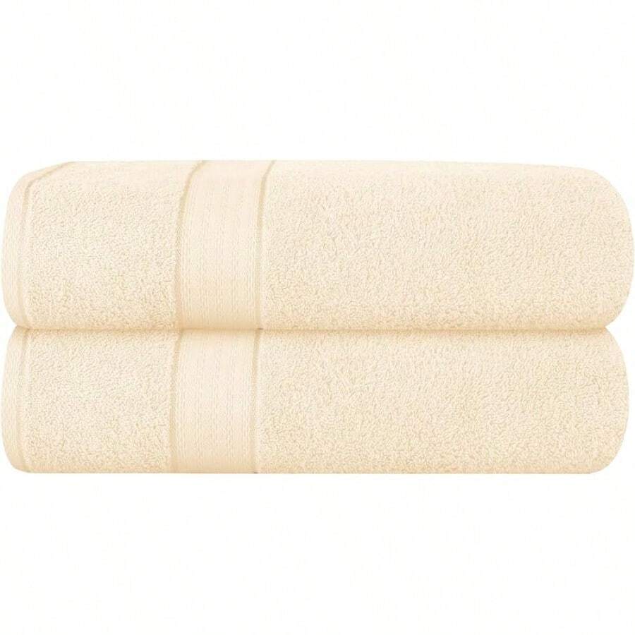 Ultra Soft 8-Piece Towel Set -% Ring Spun Cotton, 2 Oversized Bath Towels 27x54, 2 Hand Towels 16x28, 4 Wash Cloths 13x13 - Daily Use, Hotel & Spa - Olive Green, Luxury Towel Set - Ivory - 查看 1