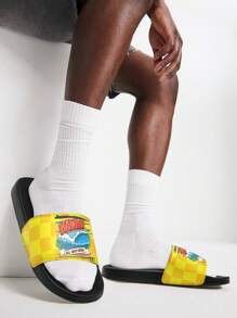 1 Par de sandalias personalizadas para mujeres, diseño de foto personalizada, sandalias con suela suave personalizadas, zapatillas de estar por casa, aptas para interior, exterior y jardín, sandalias de primavera y verano, regalo personalizado para mamá/papá/ella/él/novia/novio/esposa/esposo/amigo - Negro - Ver 5