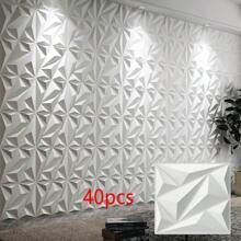 1/10/20/30 件钻石形 3D 墙板，30 厘米 X 30 厘米哑光白色，DIY 家居装饰墙贴 - 白色 - 查看 19