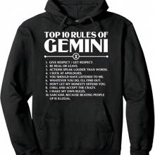 Horoscope Symbols Astrology Sign Top 10 Rules Of Gemini Pullover Hoodie - 黑色 - 查看 1