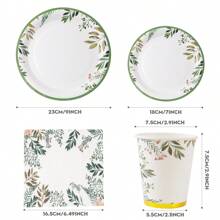 优雅的一次性餐具套装，7/9 英寸派对盘子餐巾杯，生日派对礼品用品一次性纸盘餐巾杯，适用于生日主题派对装饰 - 彩色 - 查看 2