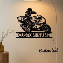 Personalizowana metalowa dekoracja ścienna z motocyklistą, spersonalizowany logo motocykla, wielokrotnego użytku dekoracyjna metalowa dekoracja ścienna w stylu artystycznym, odpowiednia na werandę i podwórko, personalizowana sylwetka motocyklisty, do domu i na prezent, urodziny, ukończenie szkoły, wielofunkcyjna, ozdobna, wielokrotnego użytku, wykwintna, stylowa, wysokiej jakości, kolorowa, nowoczesna, niestandardowa, spersonalizowana, unikatowa, herbaciarnia, dom, ogród, biuro, spersonalizowane rękodzieło - Wielokolorowe - Zobacz 3