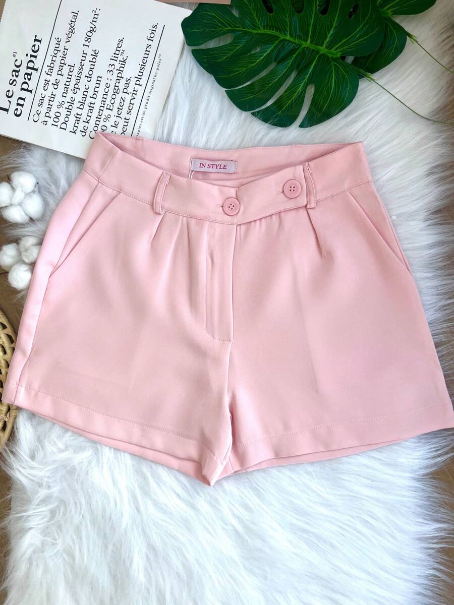 Women's Tailored Shorts 2 Button Zipper Casual Simple Fashion Versatile New Style/ST001 - Pink - View 1
