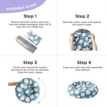 LE SURE Donut Dog Beds For Small Dogs - Round Cat Beds For Indoor Cats For Calming Pet With Washable Cover, Cute Modern Beds With Jacquard Shaggy Plush & Anti Slip Bottom, 23 Inch, Blue - 冰藍色蝴蝶結 - 查看 11