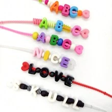 26 件时尚新款亚克力大孔英文字母直孔珠 DIY 手机挂绳、鞋饰、手工珠宝配饰、节日礼物