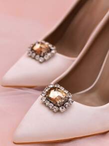 1 件手工制作的可拆卸水钻鞋夹，闪亮水晶鞋饰，适合高跟鞋和平底鞋，适合正式和商务场合 - 銀色 - 查看 5