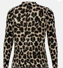 Basic Visco Lycra Turtleneck Second Skin Top - Leopard - View 4