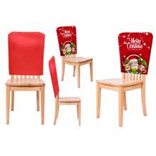 Christmas Chair Covers, Cartoon Santa Snowman Elk Print Washable Removable Slipcover For Hotel, Restaurant - Style 2 - View 2