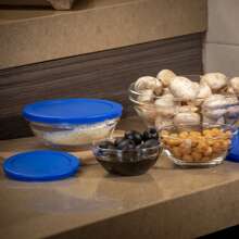 GLAZE Set Of 5 Glass Containers With Airtight Plastic Lids. (Blue, Purple, Red, Fuchsia) - Blue - View 2