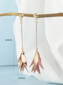 1 对时尚高端优雅粉色、绿色、黑色、橙色、玫红色、紫色、红色、姜黄色彩色多巴胺喷漆花瓣、水滴、叶子、流苏长耳环，适合女士，精致甜美，适合春夏季、海滩、节日礼物