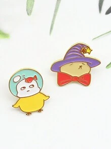 1pc Cartoon Animal Brooch, Chick, Star, Wizard Hat, Rabbit - Multicolor - View 5