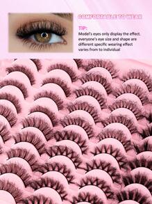 40 件/套 10-17 毫米 3D 仿貂皮睫毛，包括 3D 合成睫毛、睫毛胶、睫毛分离器、卸妆液、镊子、睫毛刷，适用于婚礼、派对、日常使用，可单独购买 - 黑色 - 查看 4