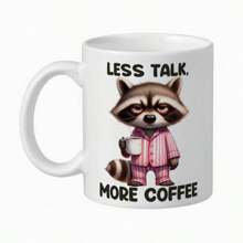 "MINDER PRATEN, MEER KOFFIE" 11 Oz keramische beker, hittebestendige koffiebeker, herbruikbaar, leuk patroonontwerp, de perfecte familiedrank voor koffieliefhebbers, ideaal voor sap, melk, koffie - perfect verjaardags- en vakantiecadeau voor familie, cadeau voor hem, grappige mok