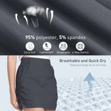 CAMEL CROWN Váy quần vợt nữ thường ngày, kiểm soát bụng, chống tia UV, váy chơi golf khô nhanh có túi năng động - Xám - Xem 6