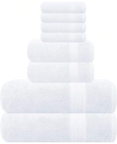 GLAMBURG - Juego de toallas ultra suaves de 8 piezas,% algodón hilado en anillo, contiene 2 toallas de baño de gran tamaño de 27 x 54, 2 toallas de mano de 16 x 28, 4 paños de lavado de 13 x 13 pulgadas, para uso diario, hotel y spa, color verde azulado