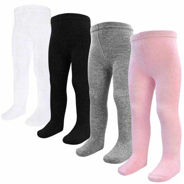 Baby Romper, Newborn Toddler Girls Tights Knitted Leggings, 4-Piece Set Design: Unlike Ultra-Thin Solid, Toddler Are Designed With The Right Thickness. Available In A Variety Of Colors And Combinations, Suitable For Little Girls Aged 0-24 Months To Dress Up, Dance Or Perform