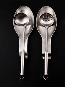 1 件装不锈钢勺子托托盘、火锅勺架、食物夹架，适用于酒店餐厅厨房用具 - 銀色 - 查看 5