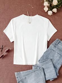 Camouflage Colorful Abstract Bird Print Cropped Short Sleeve Round Neck Casual Versatile T-Shirt, Suitable For Women In Summer And Spring