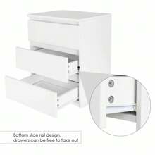 White Modern Nightstand Bedside Table With 3 Storage Drawers Bedroom Furniture - White - View 7