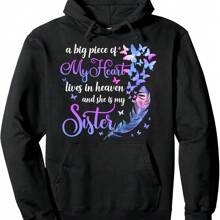 My Sister Lives In Heaven Memorial Quotes Brother Sis Pullover Hoodie - Negro - Ver 1
