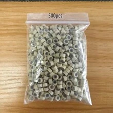 200/500/1000 Stück Mikro-Silikon-Haarverlangerungs-Ringe - Krimpringe für Perücken & Extensions, Aluminiumstange Verbindungsglieder
