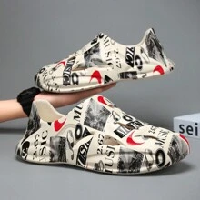 Non-Slip, Wear-Resistant, Fashionable Graffiti Slip-On Beach Sandals, Couples Styles, Suitable For Summer Outdoor Activities, Water Sports, Driving - Khaki - View 5