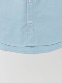 Balabala Young Boys Button-Up Shirt, Classic Preppy Style - Blue Tint - View 6