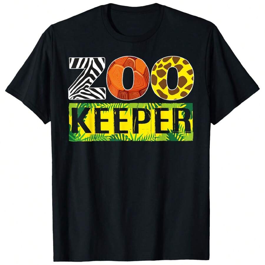 Zoo Keeper Costume Adult Halloween Party Saf-Ari Zookeeper T-Shirt - Black - View 1