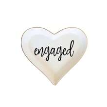 1pc Personalized Creative Heart-Shaped Ceramic Ring Dish, Jewelry Organizer Tray, Proposal/Wedding Ring Holder, Valentine's Day Gift - White - View 6