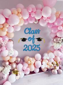 Ensemble de décalcomanies brillantes Classe de 2025 pour la décoration de la fête de remise des diplômes, sticker mural en papier doré et noir pour la fête de remise des diplômes