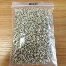 200/500/1000 Stück Mikro-Silikon-Haarverlangerungs-Ringe - Krimpringe für Perücken & Extensions, Aluminiumstange Verbindungsglieder