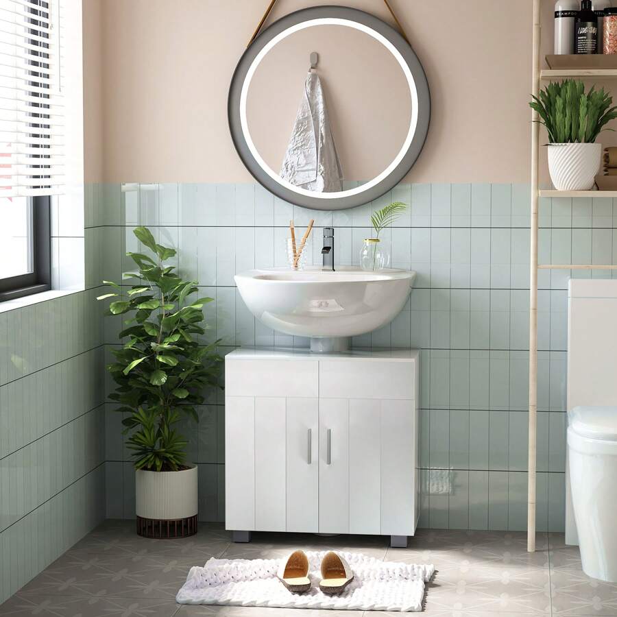 Kleankin Kleankin Pedestal Under Sink Cabinet, Modern Bathroom Vanity ...