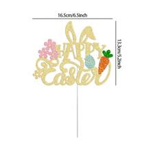 1pc Easter Cake Topper With Rabbit Ears, Spring Themed Cake Decoration For Easter Party - Multicolor - View 10