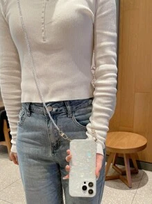 白色珠光仿珍珠贝母材质，1个彩色半透明手机壳，适用于15promax、S23/24/25 Ultra，兼容11/12/13/14/15/16、12/13/14/15pro/16pro、12/13/14、S24FE，配有彩色闪亮水晶挂绳，适用于白色手机，防水防震防摔防刮，复活节春季派对礼物，国际版，非国内版。 - 透彩色 - 查看 3