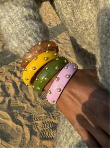 Fashion Women's Colorful Candy Color Resin Bracelet With Inlaid Golden Beads - Bracelet - View 5
