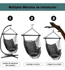 Portable Swing Chair Hammock With Suspension Mechanism - Black - View 3
