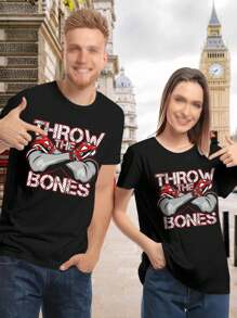 Lovers' T-Shirts Throw The Bones Couples Tees Women's Graphic Tee Matching Shirts Cute T-Shirt
